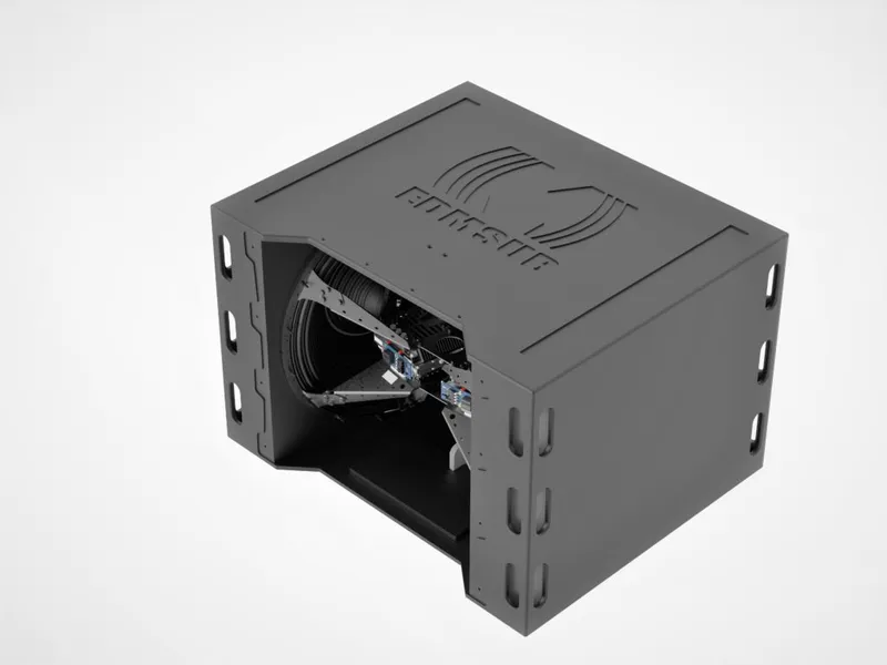 EDM Sub reference design, 3D render of the cabinet with the M-Force transducer visible inside