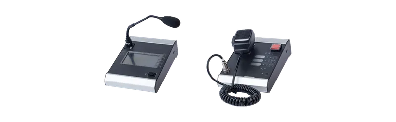 ENEA paging stations: PS-ZM zone microphone with gooseneck and PS-FM fireman's microphone with handheld microphone