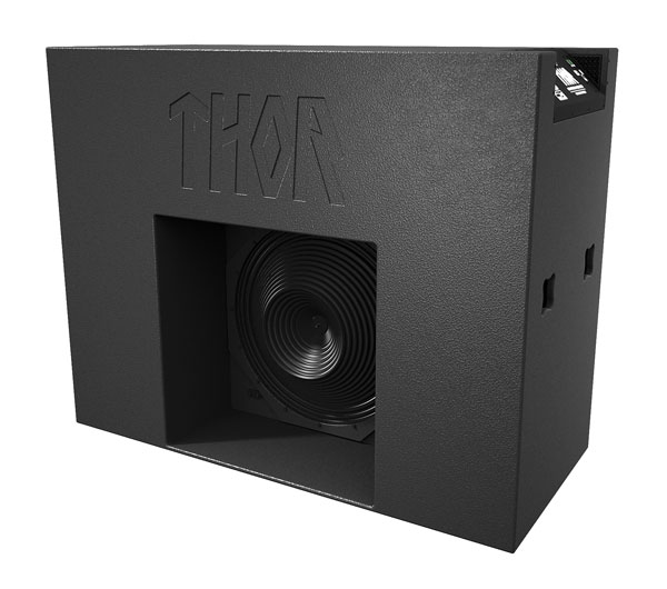 MAG THOR cinema subwoofer with the M-Force transducer visible in the front opening