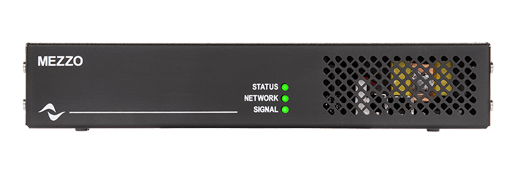 Mezzo 604 A amplifier, front panel with Status, Network and Signal LEDs