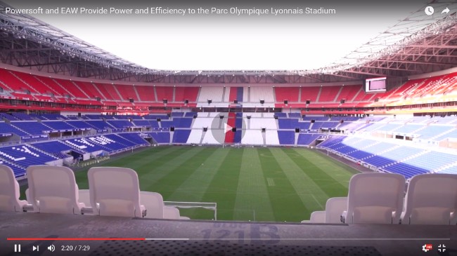 Video: Powersoft and EAW at Parc Olympique Lyonnais, with the pitch and empty red, white and blue stands