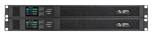 UNICA 4T and UNICA 8T amplifiers stacked, front view