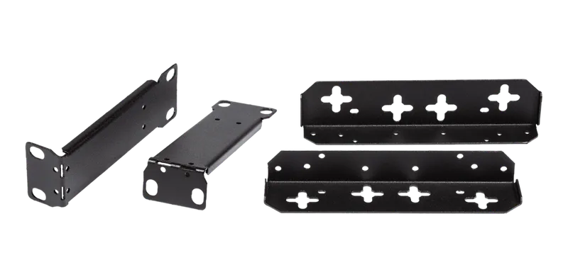 Mezzo mounting kit: two rack-mount brackets and two brackets with cross-shaped slots